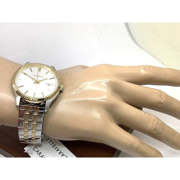 Caravelle By Bulova Men's Watch 45B148 Quartz Silver Dial Two Tone Steel… - Picture 4 of 13